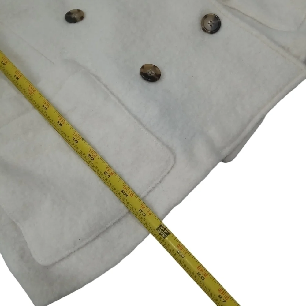 J Crew Women’s Wool Ivory Stadium Double Breasted Patch Pocket PeaCoat SZ 14